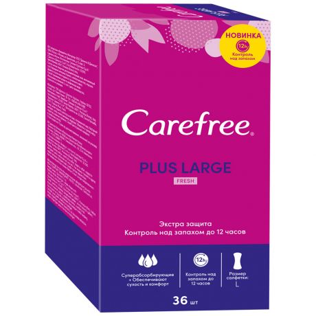 Прокладки ежедневные Carefree Plus Large с легким цветочным ароматом 3 капли 36 штуки