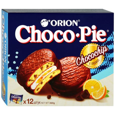 Печенье Orion Choco-Pie с кусочками шоколада и апельсином в глазури 0,36кг