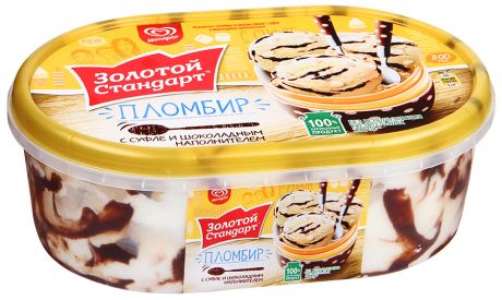 Мороженое Золотой Стандарт пломбир с суфле и шоколадным наполнителем 475 г