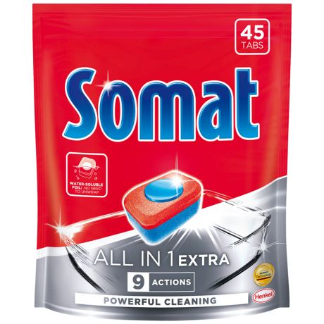 Таблетки для посудомоечной машины Somat All in One Экстра 45 штук