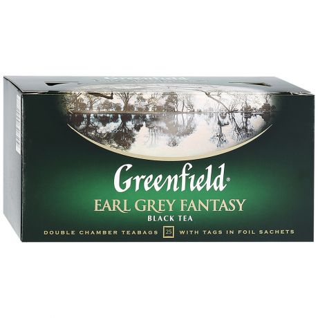 Чай Greenfield Earl Grey Fantasy черный с ароматом бергамота 25 пакетиков по 2 г