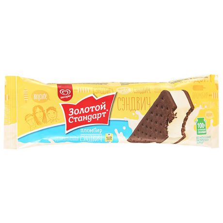 Мороженое Золотой Стандарт пломбир Сэндвич 69 г