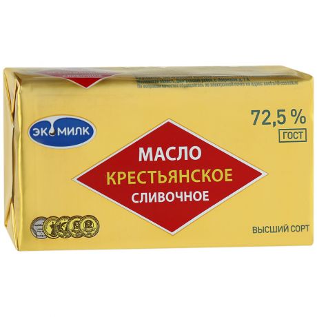 Масло Экомилк сливочное крестьянское 72.5% 180 г