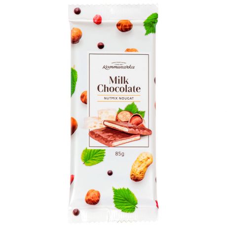 Шоколад молочный Коммунарка нуга с орехами 85г