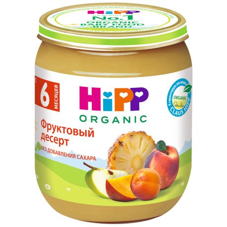 Пюре Hipp Organic Фруктовый десерт без сахара с 6 месяцев 125 г