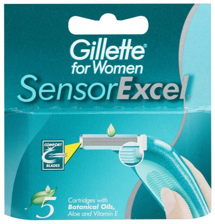 Кассеты для бритвенного станка сменные Gillette Sensor Excel для женщин, 5 шт