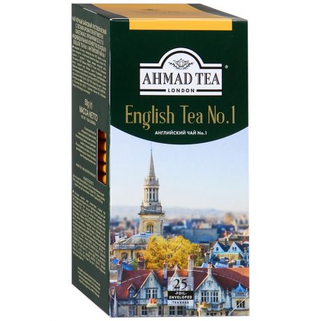 Чай Ahmad Tea English №1 черный листовой с ароматом бергамота 25 пакетиков по 2 г