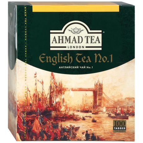 Чай Ahmad Tea English №1 черный мелкий с легким ароматом бергамота 100 пакетиков по 2 г