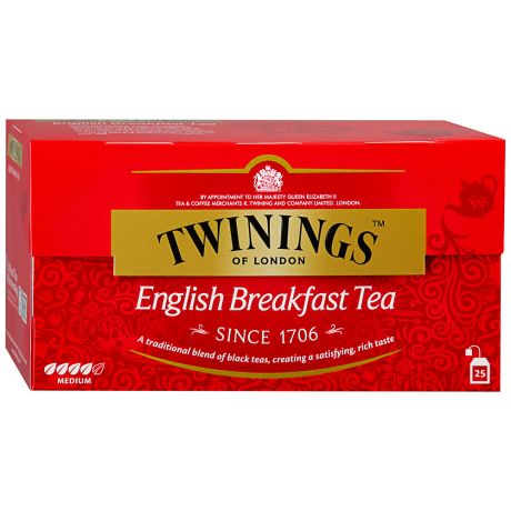 Чай Twinings English Breakfast Tea Classics черный 25 пакетиков по 2 г