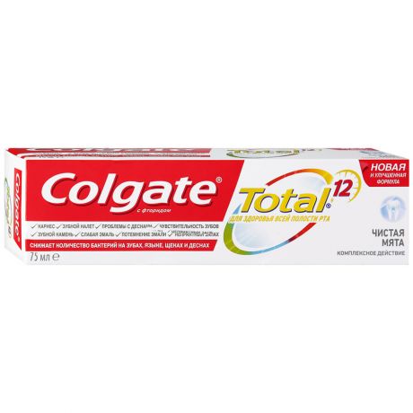 Зубная паста Colgate Total 12 Чистая Мята комплексная антибактериальная 75 мл