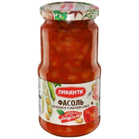 Фасоль Пиканта печеная в томатном соусе 530 г
