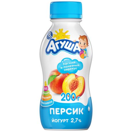 Йогурт Агуша с персиком с 8 месяцев 2.7% 200 г