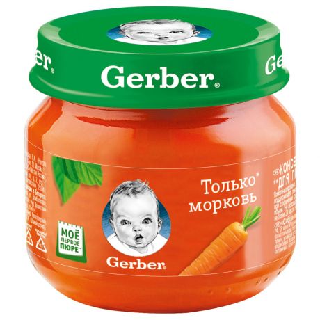 Пюре Gerber Только морковь без сахара с 4 месяцев 80 г