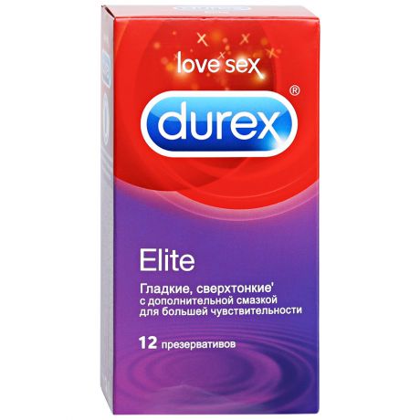 Презервативы Durex Elite сверхтонкие с дополнительной смазкой для большей чувствительности 12 штук