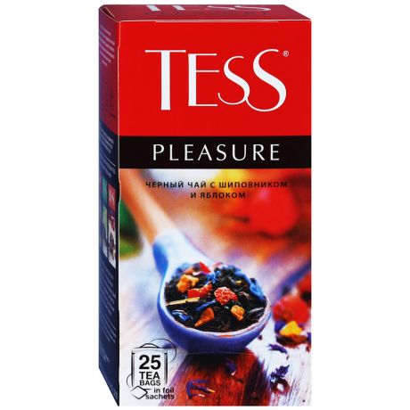 Чай Tess Pleasure черный с шиповником и яблоком 25 пакетиков по 1.5 г