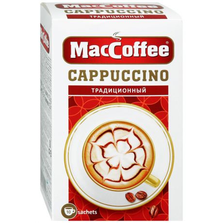 Напиток MacCofee Cappuccino Традиционный кофейный порционный растворимый 3 в 1 10 пакетиков по 12.5 г