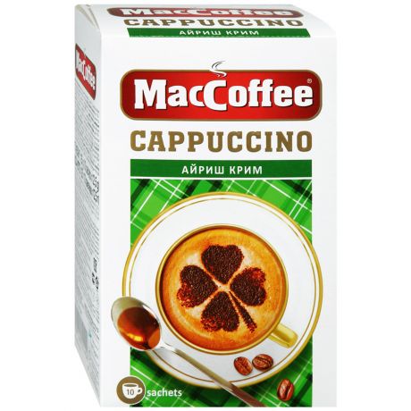 Напиток MacCofee Cappuccino Айриш Крим кофейный порционный растворимый 3 в 1 10 пакетиков по 12.5 г