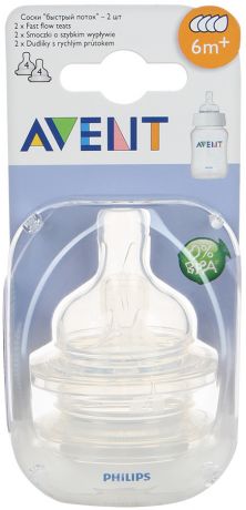 Соска для бутылочки Philips Avent серии Anti-colic быстрый поток SCF634/27 от 6 месяцев (2 штуки)