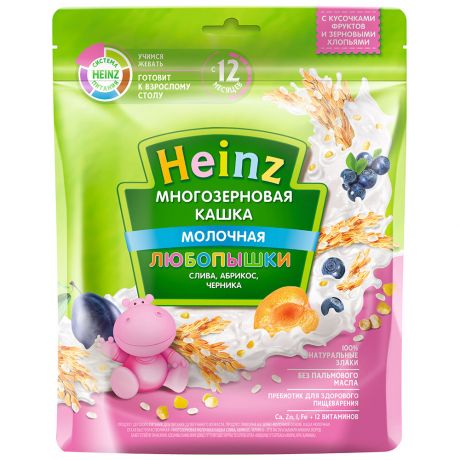 Каша Heinz Любопышки молочная быстрорастворимая с сливой абрикосом и черникой 1-3 лет 200 г