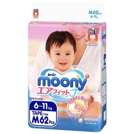 Подгузники Moony M (6-11 кг, 62 штуки)