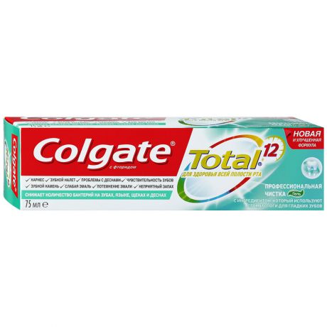 Зубная паста Colgate Total 12 Профессиональная чистка (гель) комплексная антибактериальная 75 мл