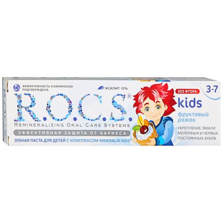 Зубная паста детская R.O.C.S. Kids Фруктовый рожок без фтора от 3 до 7 лет 45 мл