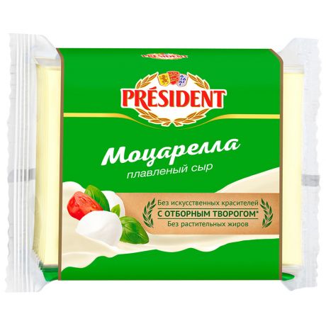 Сыр плавленый President Моцарелла ломтики 45% 150 г
