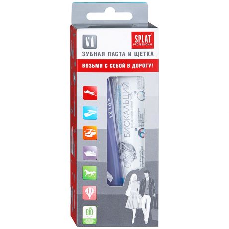 Дорожный набор Splat Professional Биокальций зубная паста 40 мл зубная щетка