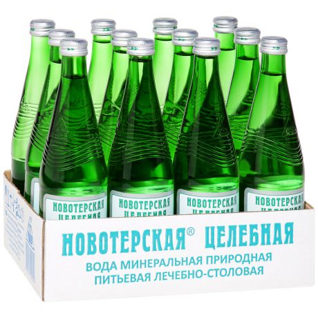 Вода Новотерская целебная минеральная газированная лечебно - столовая, 12*0,5л