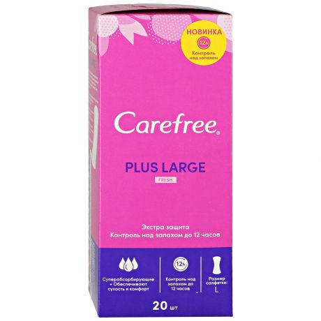 Прокладки ежедневные Carefree Plus Large Fresh с легким свежим ароматом 3 капли 20 штук