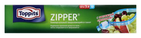 Пакеты Toppits Zipper для хранения, транспортировки и замораживания продуктов 10шт