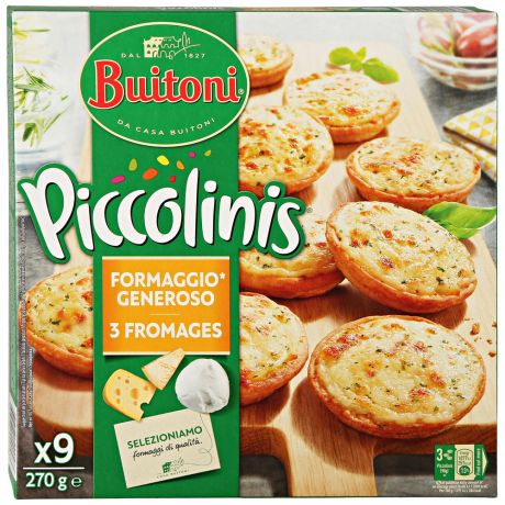 Пицца Buitoni Piccojinis Tre Formaggi Три сыра замороженная 270 г (9 minis)