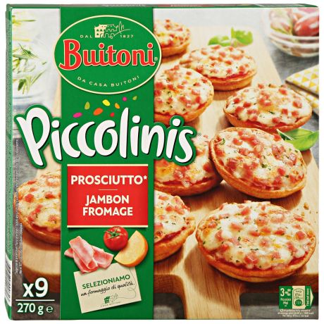 Пицца Buitoni Piccojinis Prosciutto Ветчинная замороженная 270 г (9 minis)