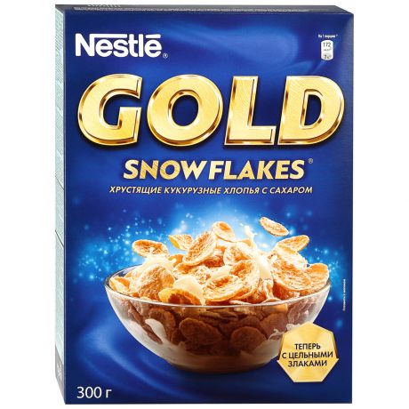Хлопья Nestle Gold Snow Flakes хрустящие кукурузные с сахаром 300г