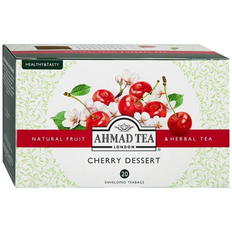 Чай Ahmad Tea Cherry Dessert травяной с вишней и шиповником 20 пакетиков по 2 г