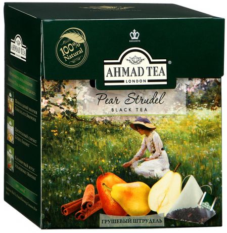 Чай Ahmad Tea Pear Strudel черный листовой со вкусом и ароматом груши и ванили 20 пакетиков по 1.8 г
