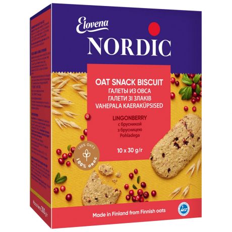 Галеты Nordic из овса с брусникой, 300г