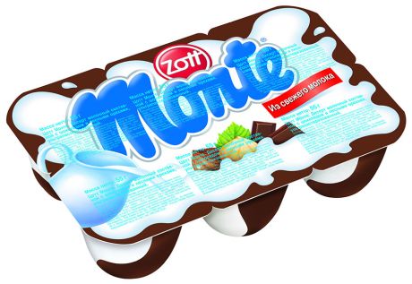 Десерт Zott Monte шоколад-лесные орехи 13.3% 6 штук по 55 г