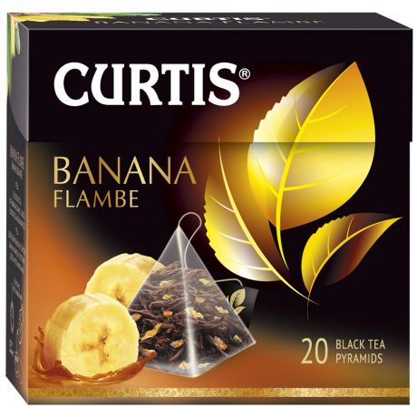 Чай Curtis Banana Flambe черный листовой с кусочками и ароматом банана 20 пирамидок по 1.8 г