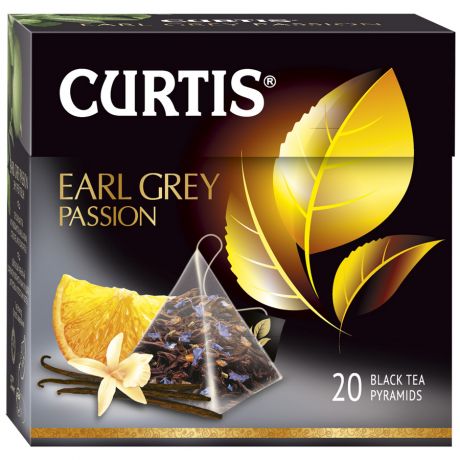 Чай Curtis Earl Grey Passion черный листовой с ароматом бергамота и ванили 20 пирамидок по 1.7 г