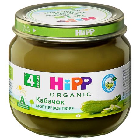 Пюре Hipp Organic с кабачком без сахара с 4 месяцев 80 г