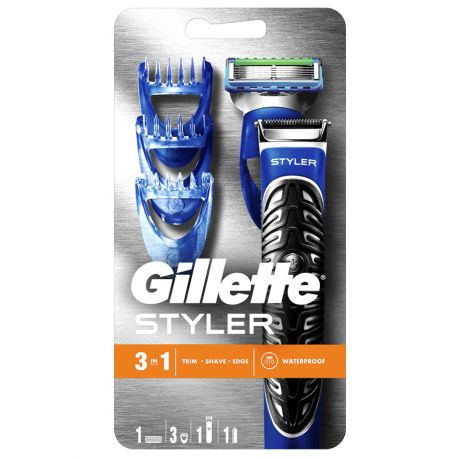 Стайлер Gillette Fusion с бритвенной насадкой ProGlide Power, 3 насадки для моделирования бороды/усов