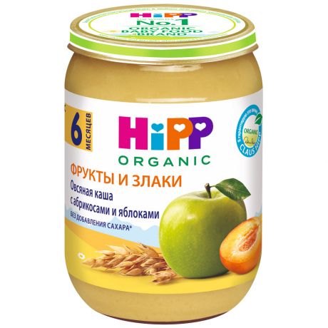 Каша Hipp с абрикосами и яблоками овсяная с 6-ти месяцев, 190г