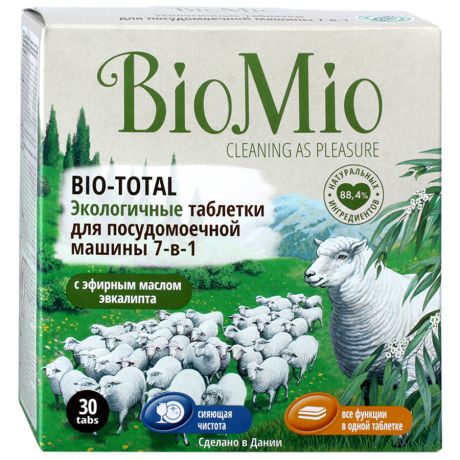 Таблетки для посудомоечной машины BioMio BIO-Total 7 в 1 с эфирным маслом эвкалипта 30 штук