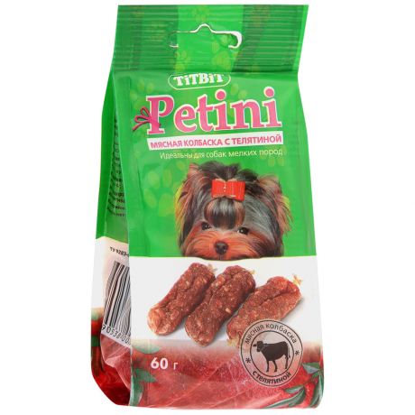 Колбаски для собак Titbit Petini с телятиной, 60г