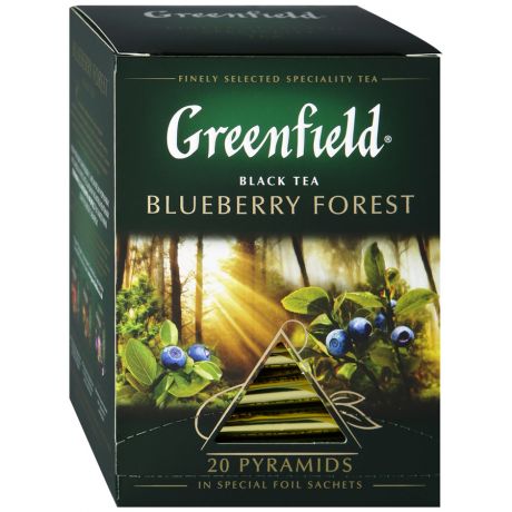 Чай Greenfield Blueberry Forest черный с ароматом черники и сливок 20 пакетиков по 1.8 г