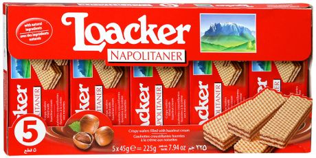 Вафли Loacker Napolitaner с ореховой начинкой, 225г