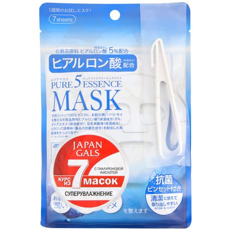 Маска Japan Gals Pure 5 Essentialс Mask с гиалуроновой кислотой 7 шт.