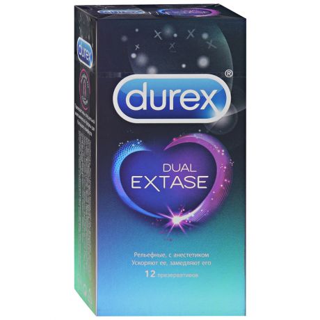 Презервативы Durex №12 Dual Extase рельефные с анестетиком 12 штук
