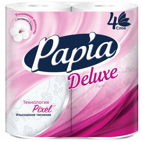 Бумага туалетная Papia Deluxe белая 4-слойная 4 рулона